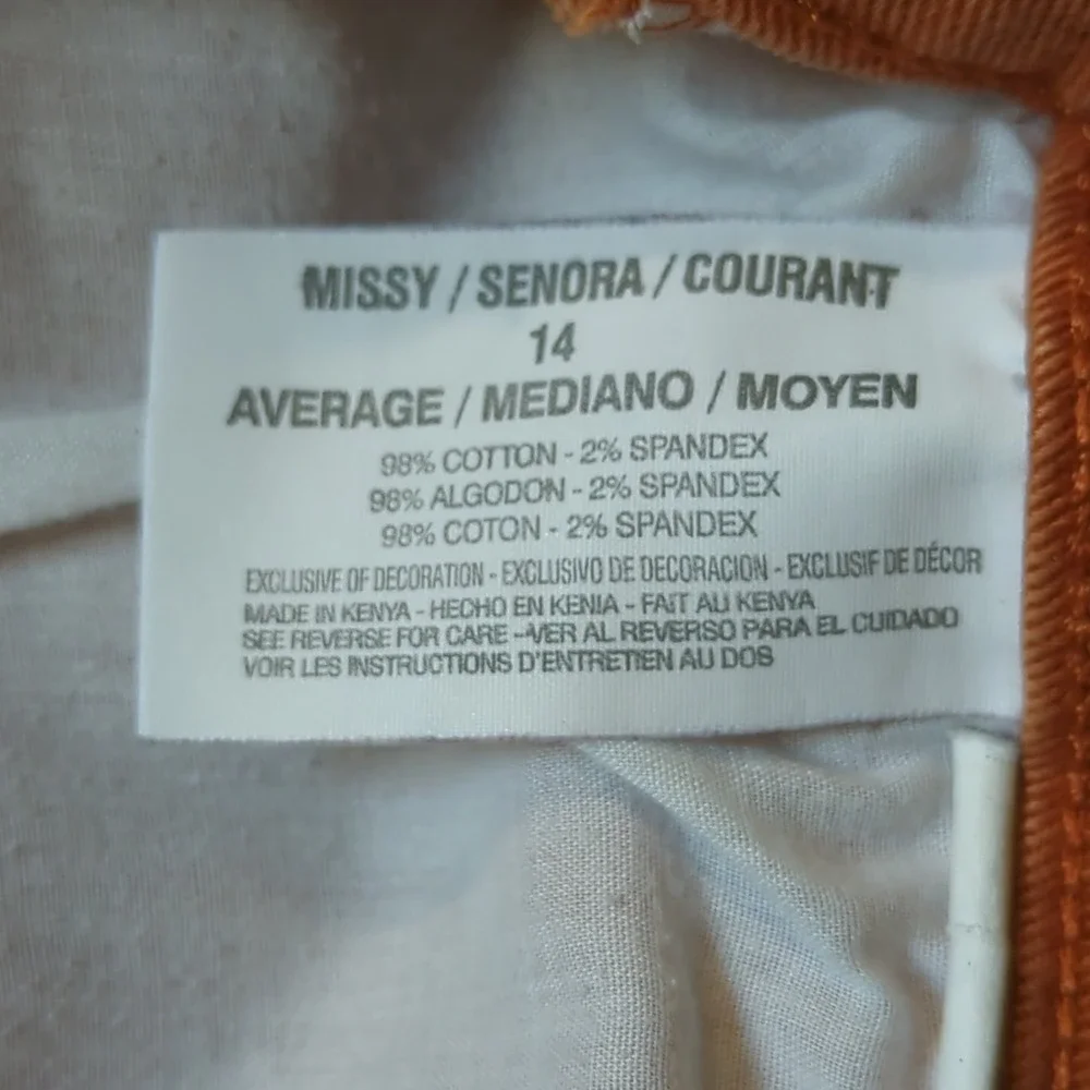 Gloria Vanderbilt Amanda‎ High Rise Tapered Jeans Burnt Orange Rust Womens 14